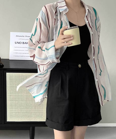 marble striped sheer shirt　FL2607