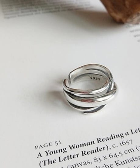multi-wrap open silver cross ring　FL2377
