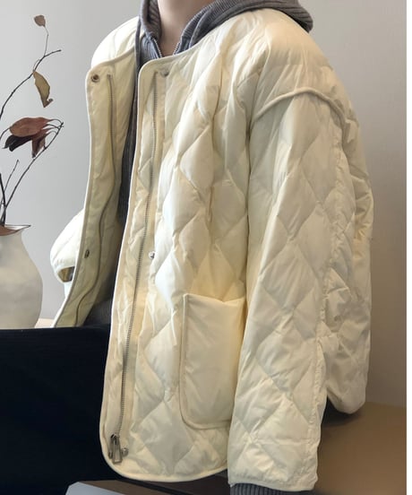 collarless quilted jacket /3color　FL3057