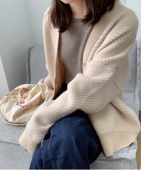herringbone knit cardigan　FL2580