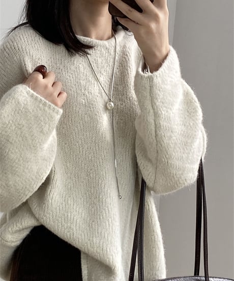 wax touch round neck knit /4color　FL3072