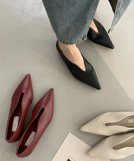 pointed v-cut shoes /3color　FL2210