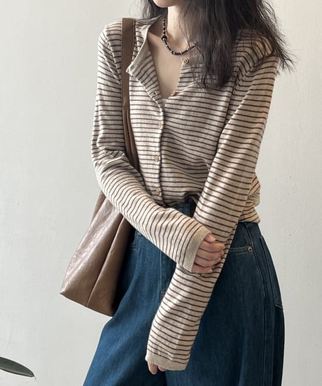 crew neck knit cardigan /5color　FL2819