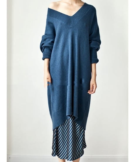 oversized v-neck long knit /3color　FL2494