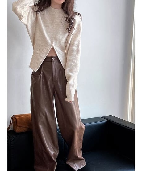 front slit knit pullover /3color　FL2688