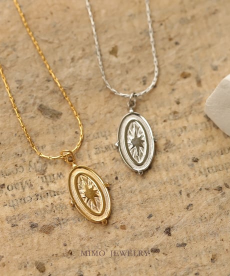 oval star retro pendant w/neckchain　FL3066