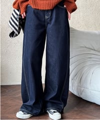 brushed denim wide pants　FL3051