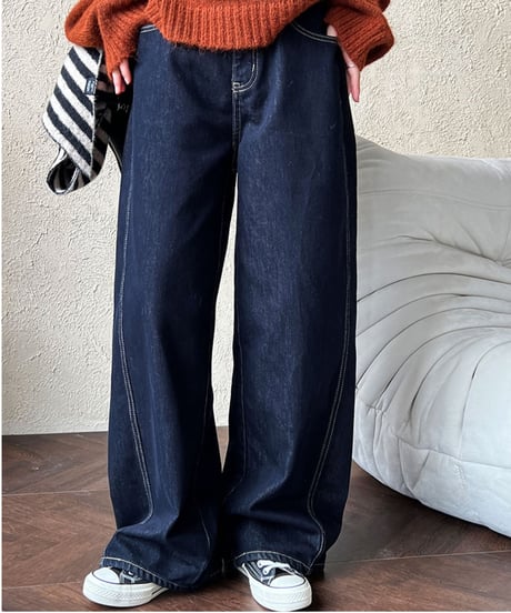 brushed denim wide pants　FL3051