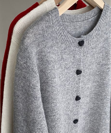 heart button cardigan /4color　FL2886