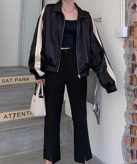 bicolor zip -up blouson　FL2554