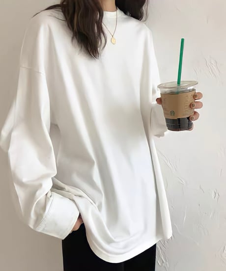 round neck cuffs long t-shirt　FL2462
