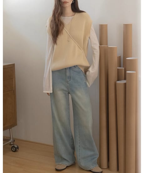 v-neck knit vest /3color　FL3308