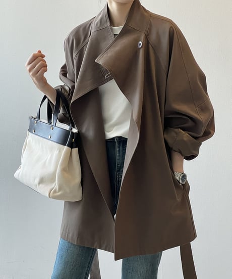 waist-marked mid-length coat /2color　FL2786