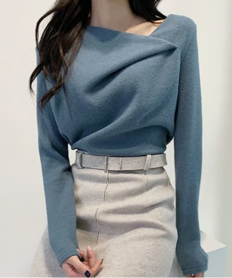 designer collar pullover knit /3color　FL2655