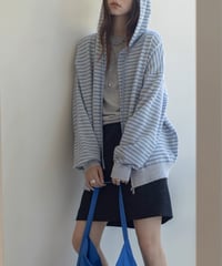 striped knit zip-up hoodie /2color　FL3315