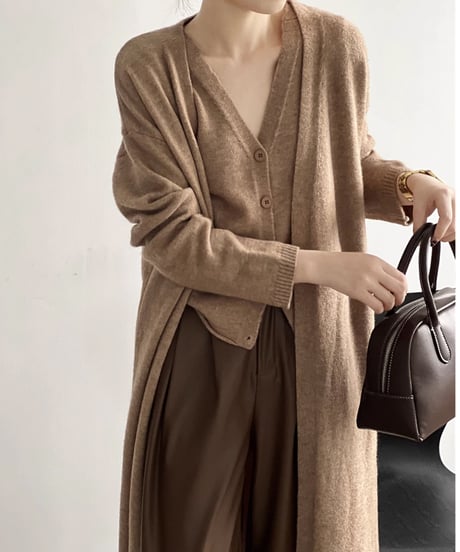 knit vest & cardigan ensemble /5color　FL3070