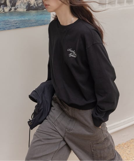 drop shoulder letter print sweat tops /4color　FL3254