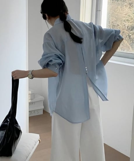 back slit sheer shirt /7color　FL3407