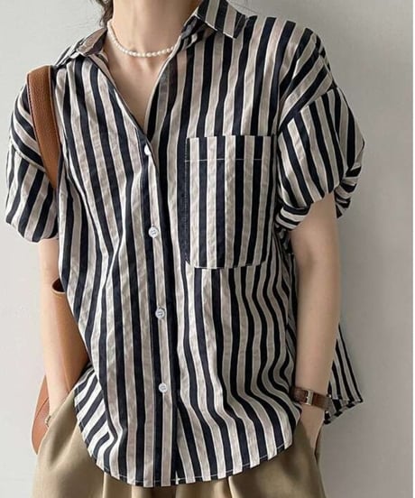 feminine border blouse　FL2139