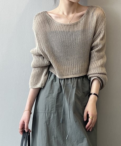 short mesh knit tops　FL2182