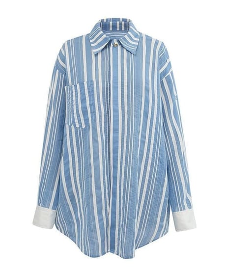 contrast cuffs striped shirt /2color　FL2604