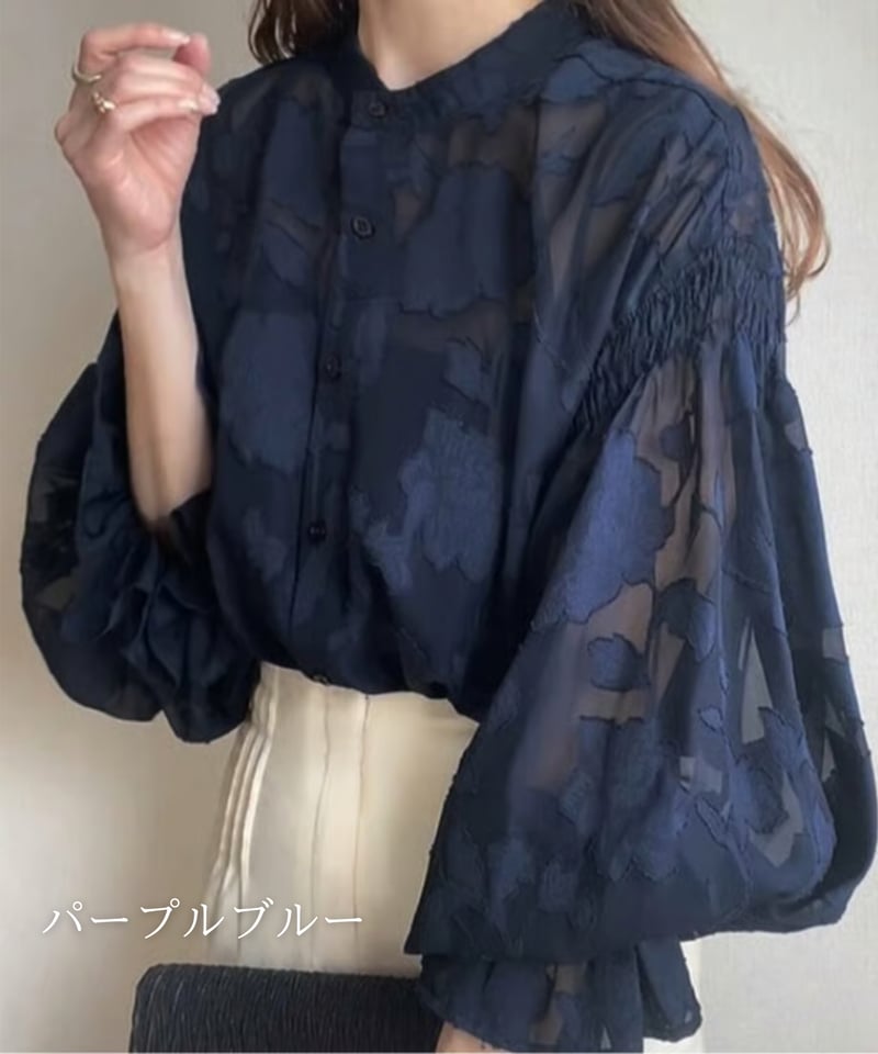 sheer floral chiffon blouse /5color FL3581 | Flosa