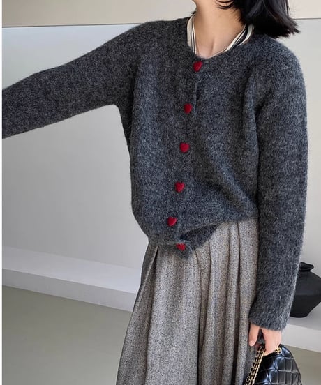 heart button knit cardigan /5color　FL2799