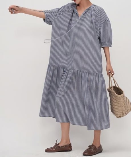 bowtie open collar striped o/p　FL3359