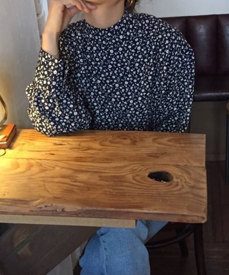 flower print high-neck shirt blouse　FL2605