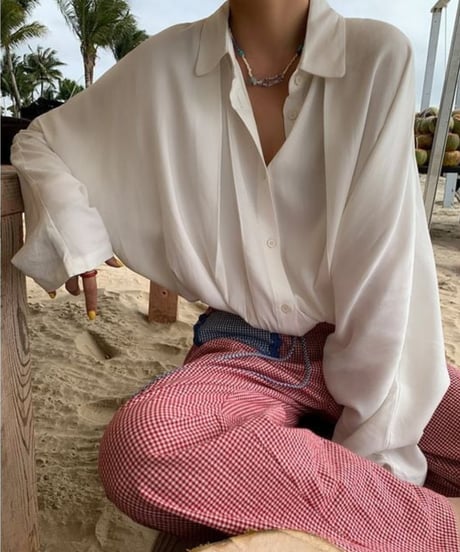 drawstring loose thin shirt /2color　FL2602
