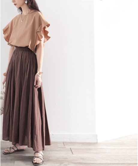 ruffle sleeve crew neck blouse /5color　FL3640
