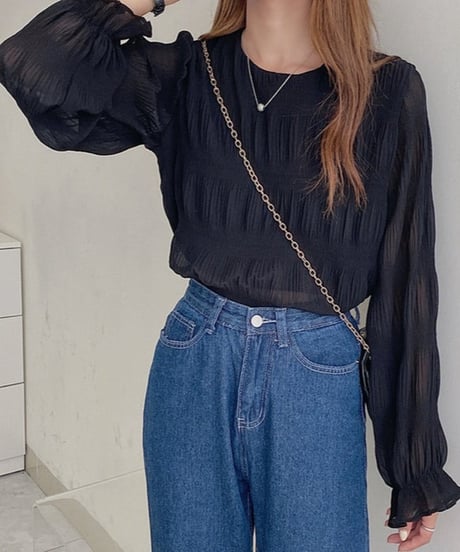 round neck loose chiffon blouse　FL2667