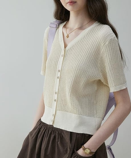 short sleeve casual knit cardigan　FL3357