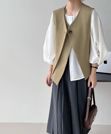 one button v-neck vest　FL2523
