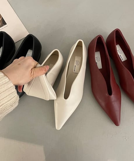 pointed v-cut shoes /3color　FL2210