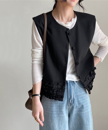 frilled hem vest /2color　FL3363