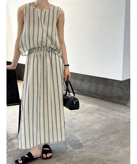 stripe sleeveless tops and skirt　FL2387
