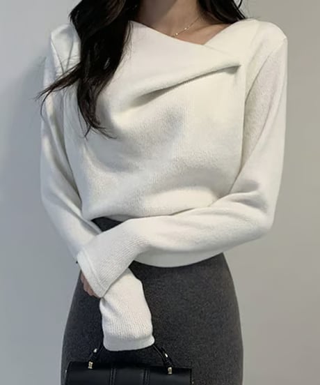 designer collar pullover knit /3color　FL2655