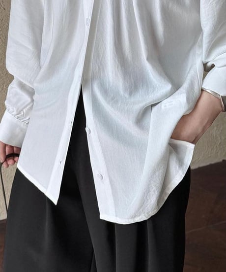 gathered v-neck shirt /2color　FL3370