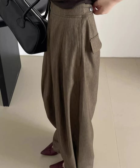 hem button 2way wide pants /2color　FL2764