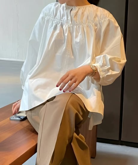 gathered design voluminous blouse　FL2480