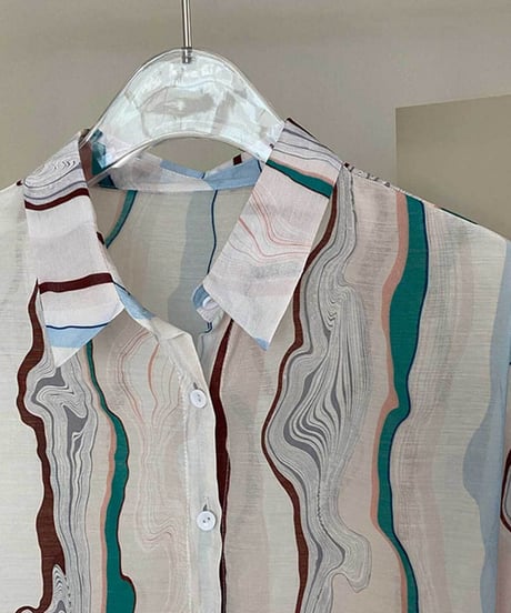 marble striped sheer shirt　FL2607