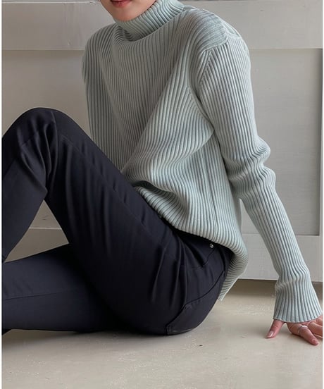 turtleneck ribbed knit /4color　FL3061