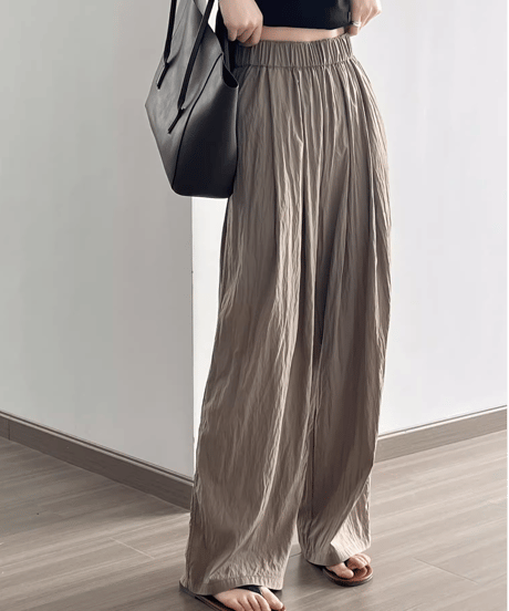 pleated thin wide leg pants /4color　FL3350