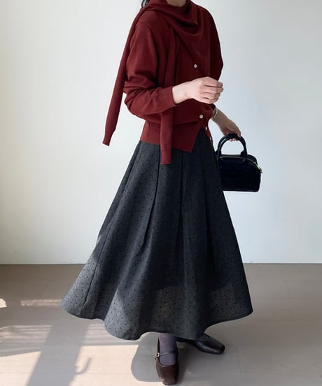 polka-dot pleated skirt /2color　FL2852