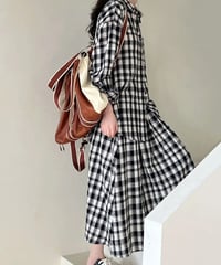 checked ensemble shirt and skirt　FL2435
