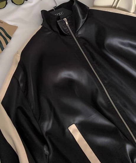bicolor zip -up blouson　FL2554