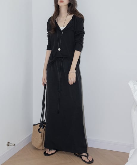 drawstring long skirt/2color　FL3300
