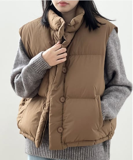 wide quilt down vest /4color　FL3046
