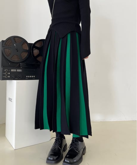 bicolor a-line ambrella skirt/ 2color　FL3143
